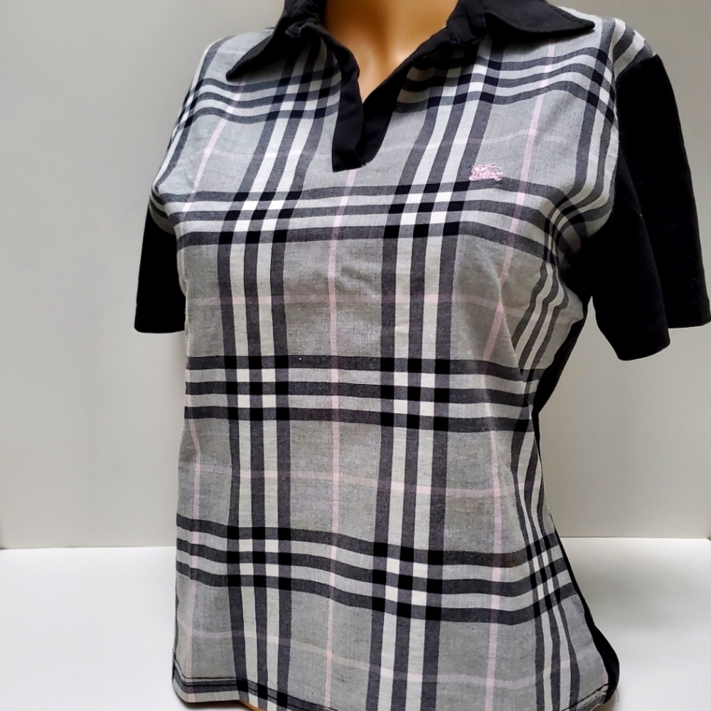 Burberry London Polo Nova Check Pink Black White & Grey SM Women Kid Black Color